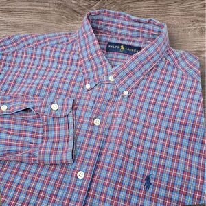 Ralph Lauren Shirt Size Large Multi Plaid Long Sleeve Button Down Cotton Classic
